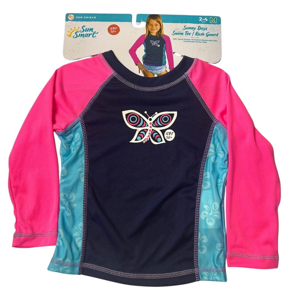 Sun Smart Girl Rash Guard Swim Tee UPF 50+ Sun Protection Sunny Days 2-4 Years M